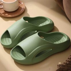 Slapi dama cu talpa groasa, papuci cauciuc de plaja sau de casa, ergonomici, comozi, lati, verde, 37-38 EU, Callena