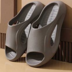 Slapi dama cu talpa groasa, papuci cauciuc de plaja sau de casa, ergonomici, comozi, lati, gri, 45-46 EU, Callena