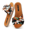 Papuci dama casual, comozi, cu platforma joasa, fundita si imprimeu floral, verde, Callena