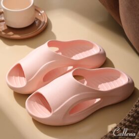 Slapi dama cu talpa groasa, papuci cauciuc de plaja sau de casa, ergonomici, comozi, lati, roz, 39-40 EU, Callena