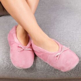 Botosi balerini de iarna, caldurosi, cu fundita, roz deschis