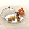 Platou tort, prajituri, din sticla cu picior, cu capac, dom, transparent, sticla, 31×24 cm