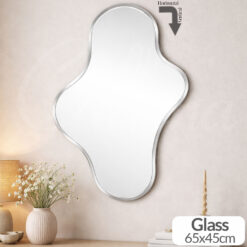 Oglinda fara rama, neregulata, simpla, fantomita, vertical/orizontal 65x45cm, oglinda decorativa de perete, pentru hol, sufragerie, living