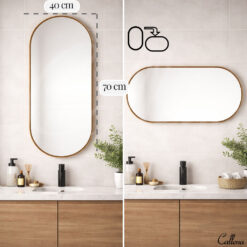 Alternative view of Oglinda ovala, cu rama Bronz, 70x40 cm, verticala/orizontala, din aluminiu, oglinda de perete, decorativa, pentru hol, sufragerie