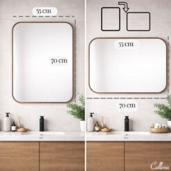 Alternative view of Oglinda dreptunghiulara, cu rama Bronz din aluminiu, vertical/orizontal, oglinda decorativa, de perete, pentru hol, sufragerie, 70x55cm, Callena