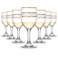 Set 6 pahare de vin, aura aurie, cu picior, 210ml, Callena