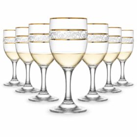Set 6 pahare de vin, aura aurie, cu picior, 320ml, Callena