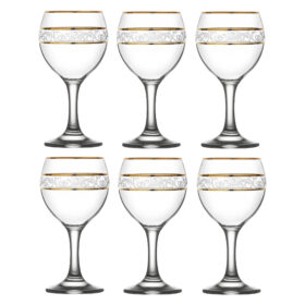 Set 6 pahare de vin, aura aurie, cu picior, 210ml, Callena