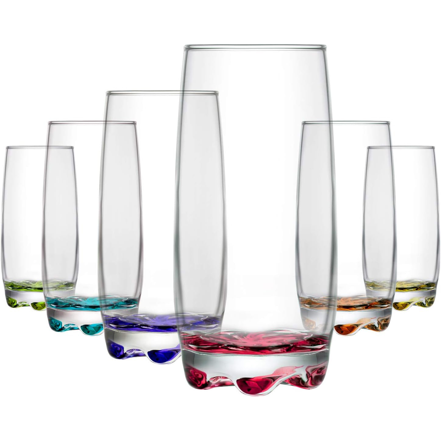Set 6 pahare apa, inalte, cu baza colorata, 390ml Set 6 pahare apa, inalte, cu baza colorata, 390ml
