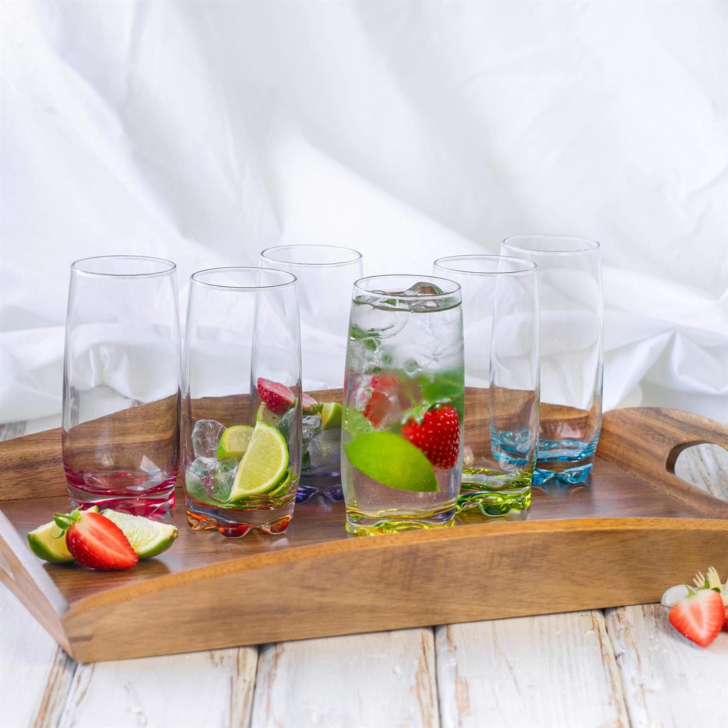 Set 6 pahare apa, inalte, cu baza colorata, 390ml Set 6 pahare apa, inalte, cu baza colorata, 390ml - imagine 5