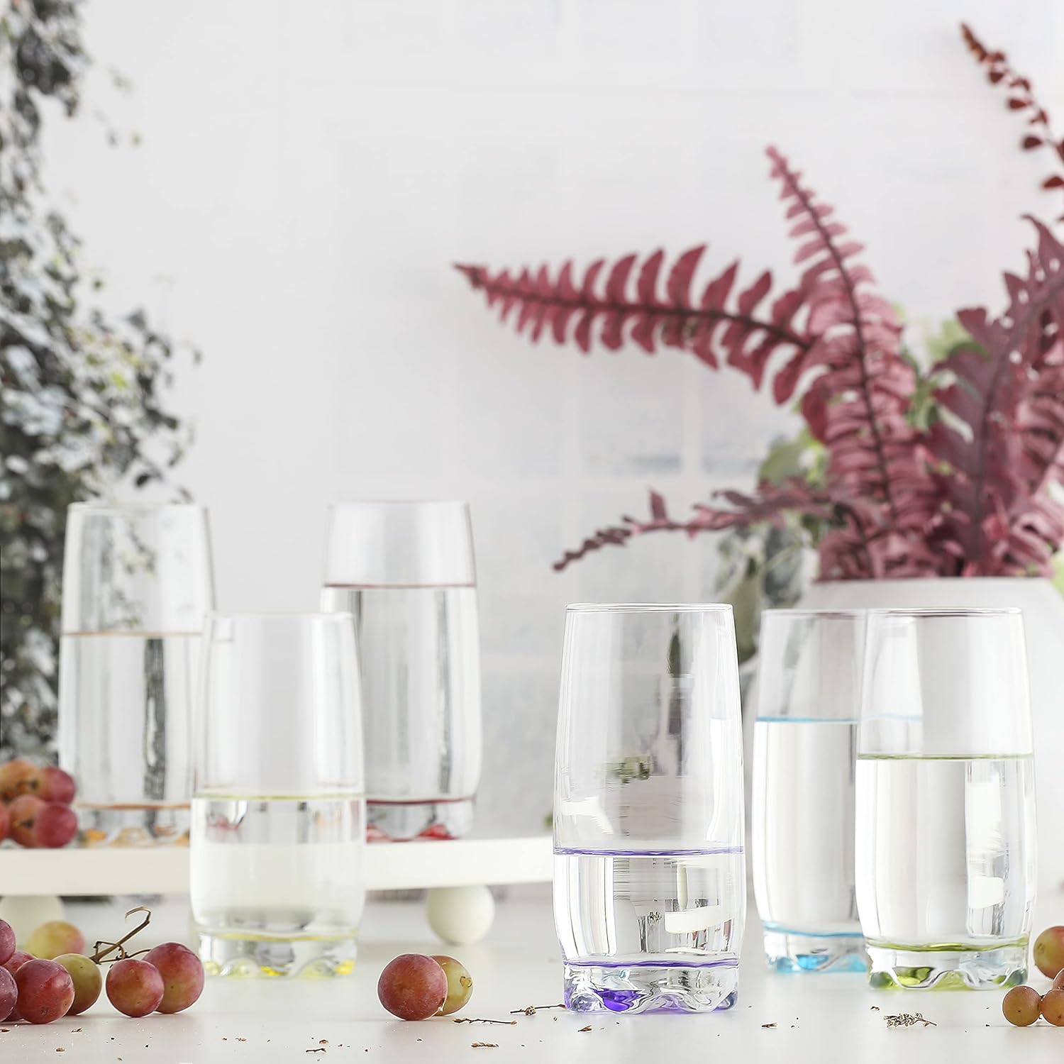 Set 6 pahare apa, inalte, cu baza colorata, 390ml Set 6 pahare apa, inalte, cu baza colorata, 390ml - imagine 4
