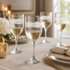 Alternative view of Set 6 pahare de vin, aura aurie, cu picior, 210ml, Callena